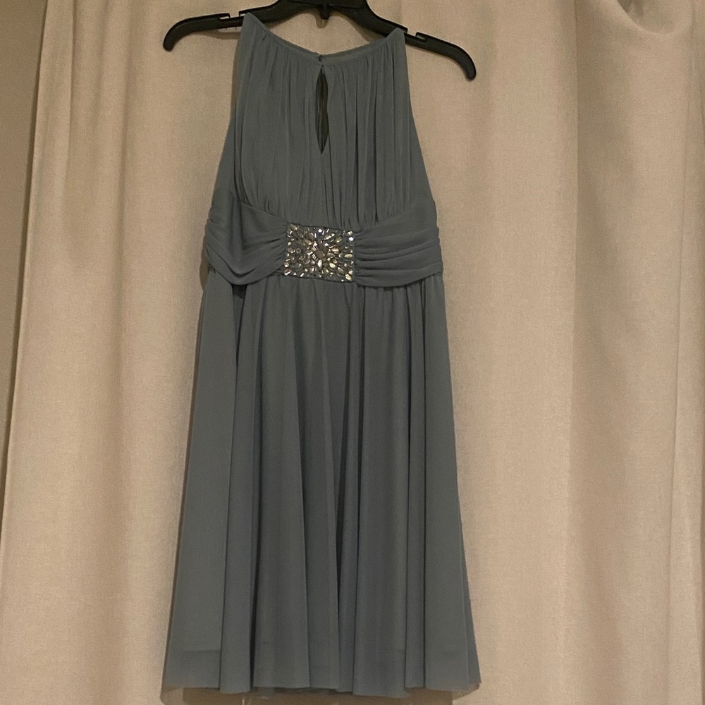 Jessica Howard Gray Blue Embellished Midi Dress
